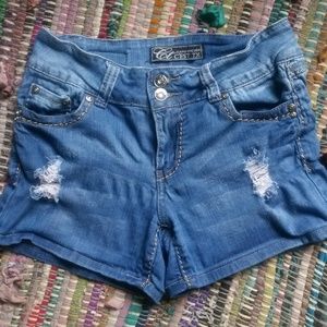 C’est Toi Diamond tudded Jean Shorts